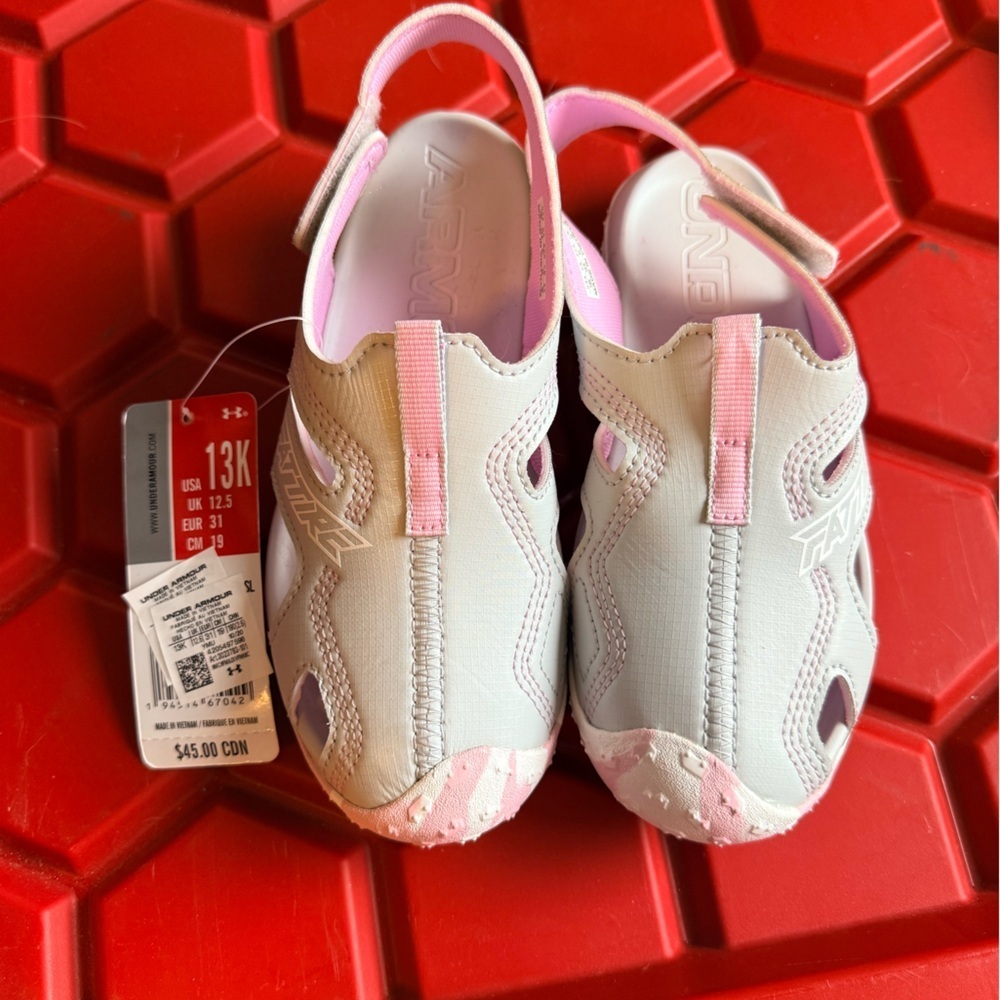 Nike Kids Light Gray and Pink Water Shoes - Picture 2 of 4